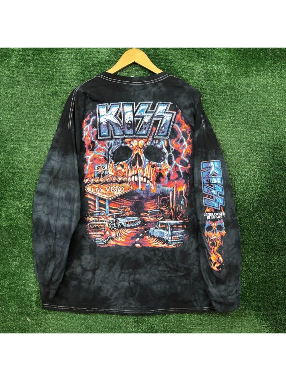 Kiss Landlocked in Vegas Heavy Metal Band Tie-Dye LS Shirt Size 3XL